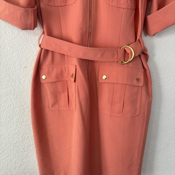 Sharagano Women's Short Sleeve Casual Shirt Dress with Front Pockets Size 14 - Picture 5 of 12